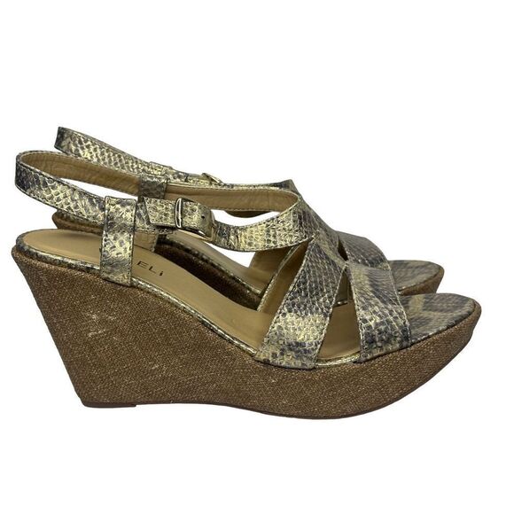 VANELi Gold Metallic Snakeskin Wedge Sandals 
Size 9 1/2 - Picture 3 of 12